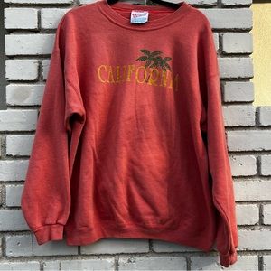 Vtg Hanes California Palm Tree Crewneck Sweatshirt in Orange - Size XL
